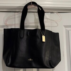 Coach Black Pebbled Leather Everyday Tote with Gold Tag